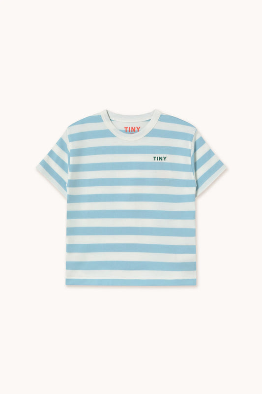 stripes tee | dusty blue & off white