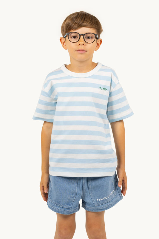 stripes tee | dusty blue & off white