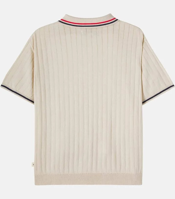 mio knit polo | almond milk