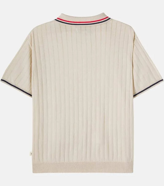 mio knit polo | almond milk