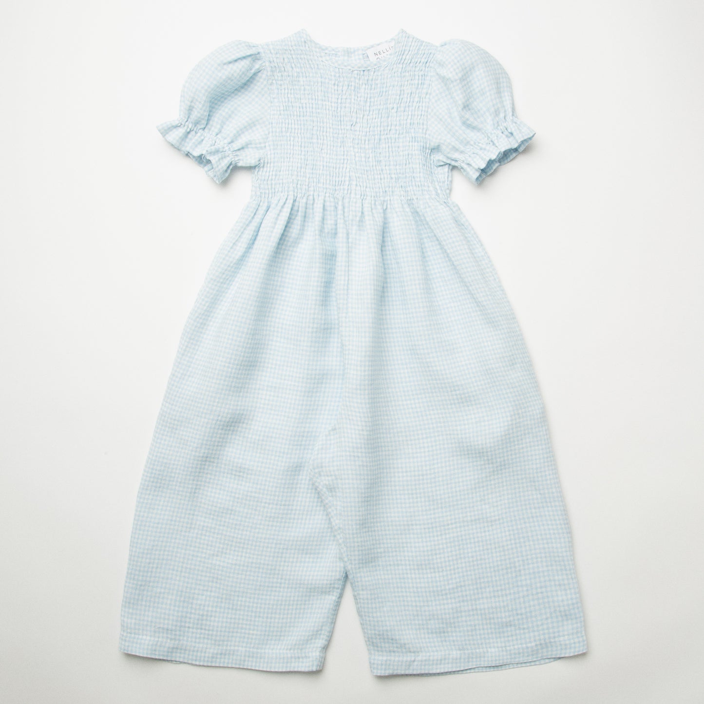 jumping jack jumpsuit | baby blue + milk mini check