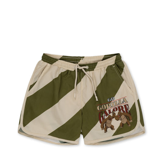 ansou swim shorts | dark olive + creamy white
