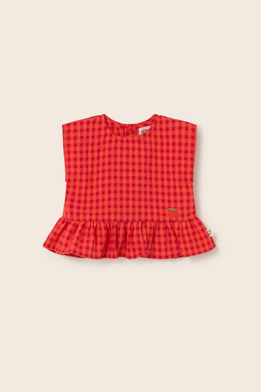 lua gingham top | tomato