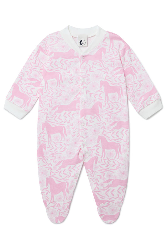 baby sleepsuit | pink pony