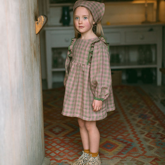 pat-a-cake dress | rose + olive check