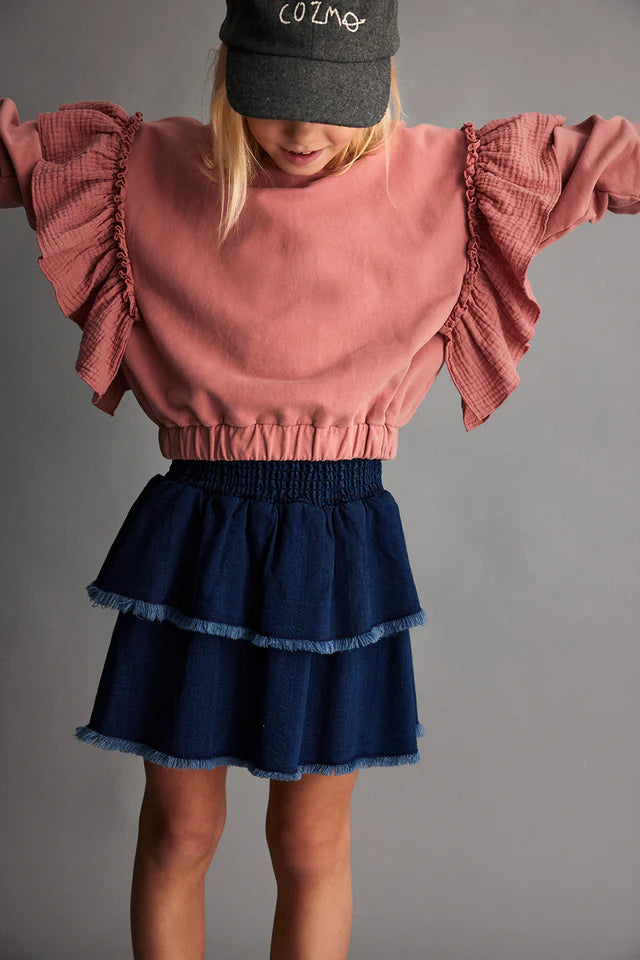 soft fleece ruffles sweatshirt