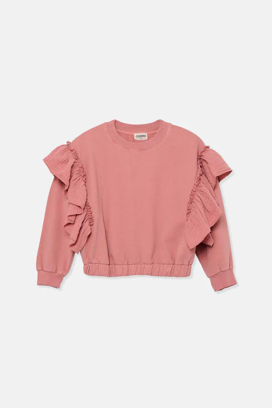 soft fleece ruffles sweatshirt