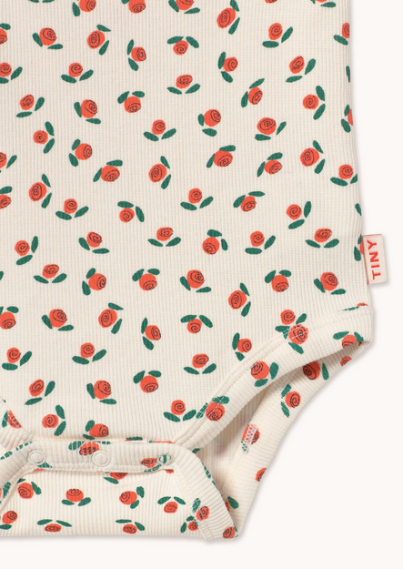 tiny roses rib sleeveless body| off white