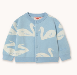 big swans baby cardigan | washed blue