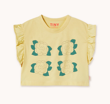 yellow flowers crop tee | dusty yellow