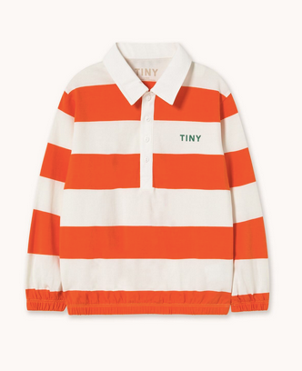 stripes knit polo tee | summer red