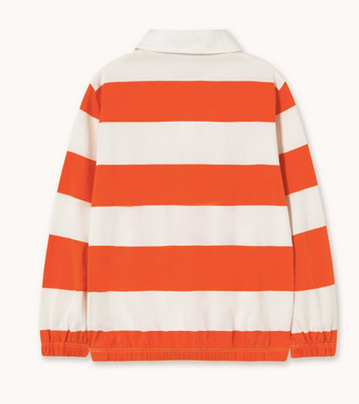 stripes knit polo tee | summer red