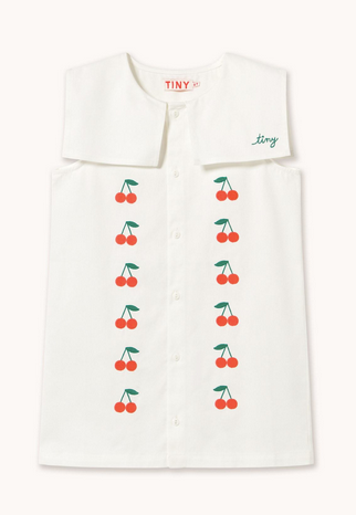 mini cherries twill dress | off white