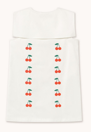 mini cherries twill dress | off white