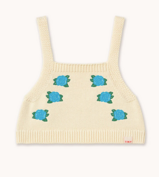 flowers knitted crop top | light cream