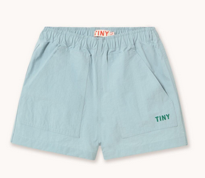 solid woven shorts | washed blue