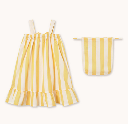yellow stripes nightgown dress| dusty yellow