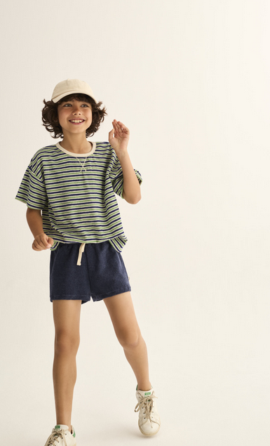 eneak terry cloth tee | blue-green stripe