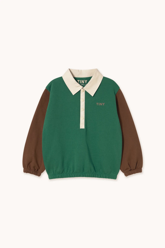 color block polo sleeve tee