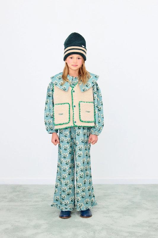 white bouquet frilled pant