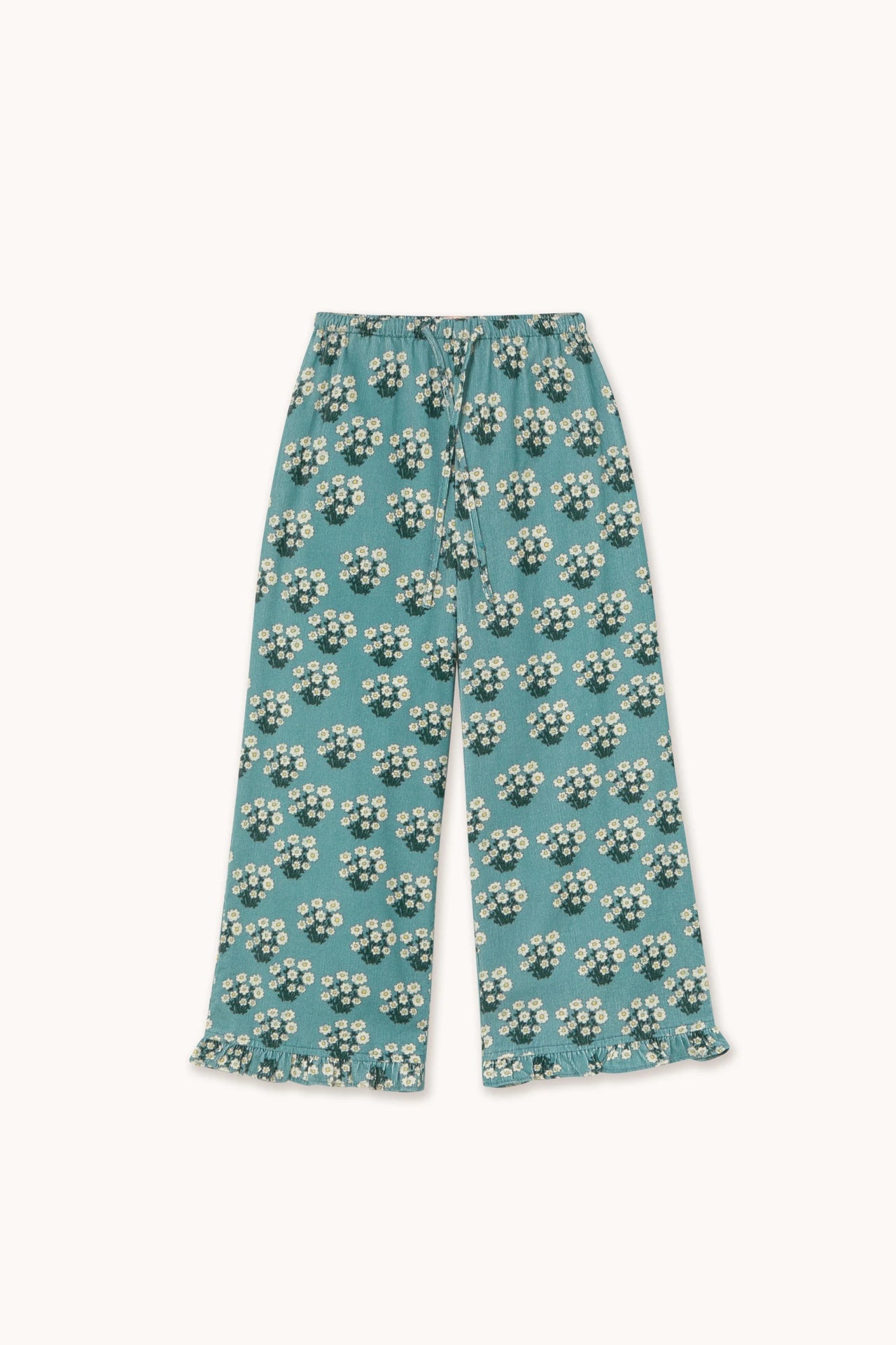 white bouquet frilled pant