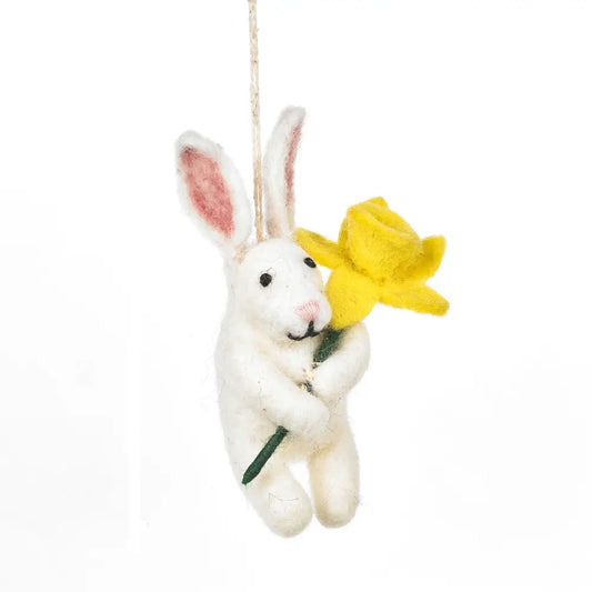 felt bunny with daffodil