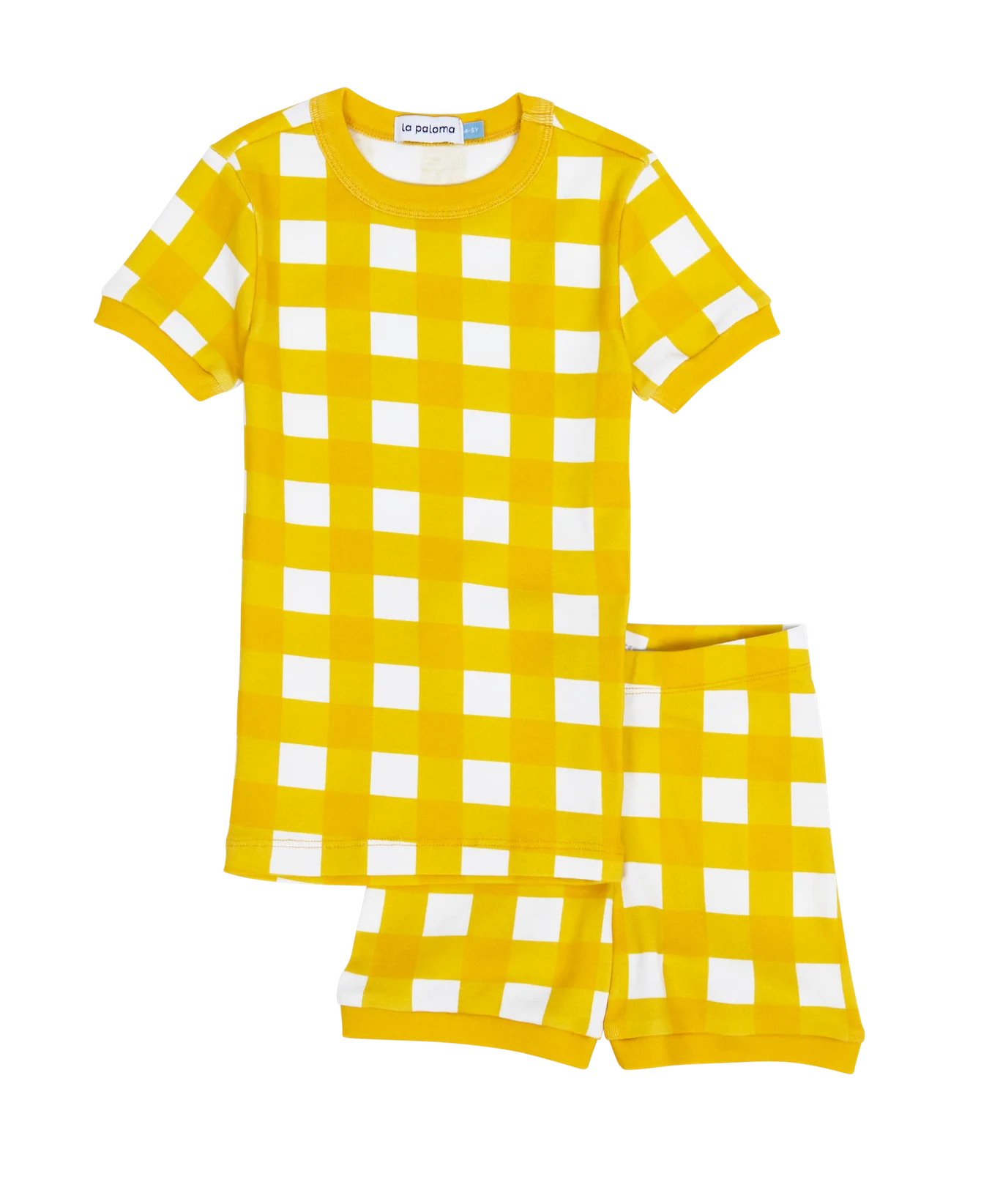 short set pajamas | golden gingham