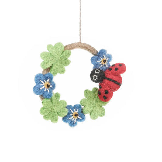 felt ladybird mini wreath