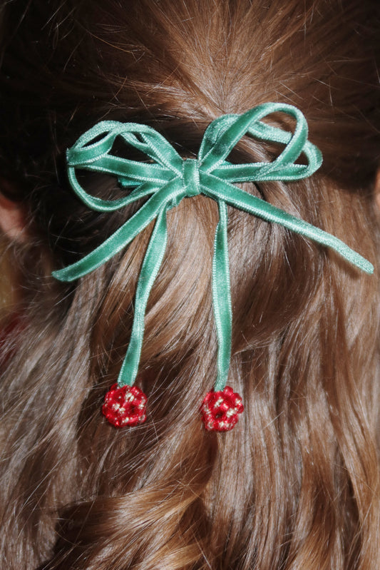 2 pack cherry bow hairclips