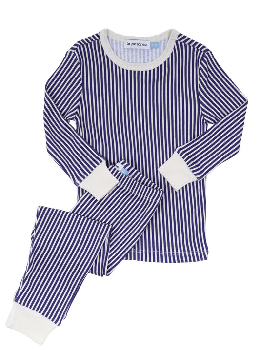 long pajama set | navy stripe