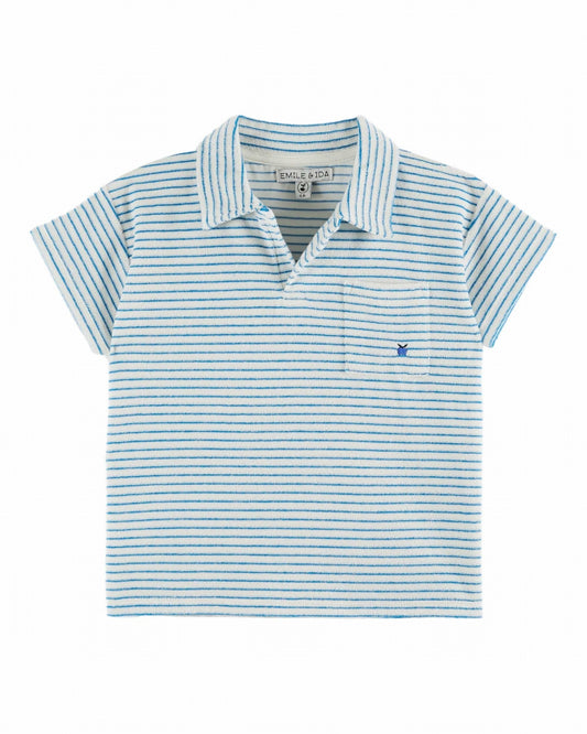 striped terry polo | rayure azure
