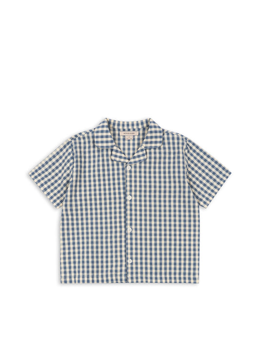 kim short sleeve shirt | captains blue check