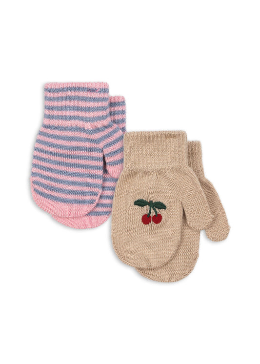 2-pack filla mittens | cherry + stripe