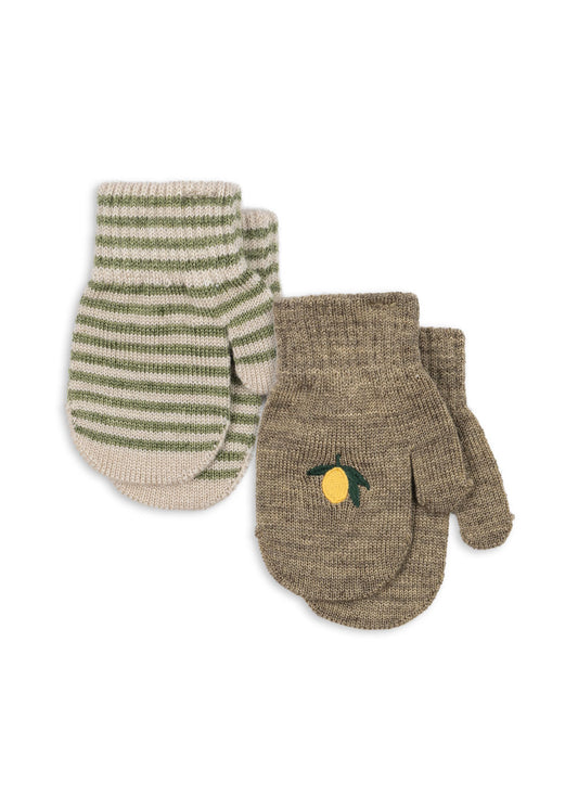2-pack filla mittens | lemon + stripe