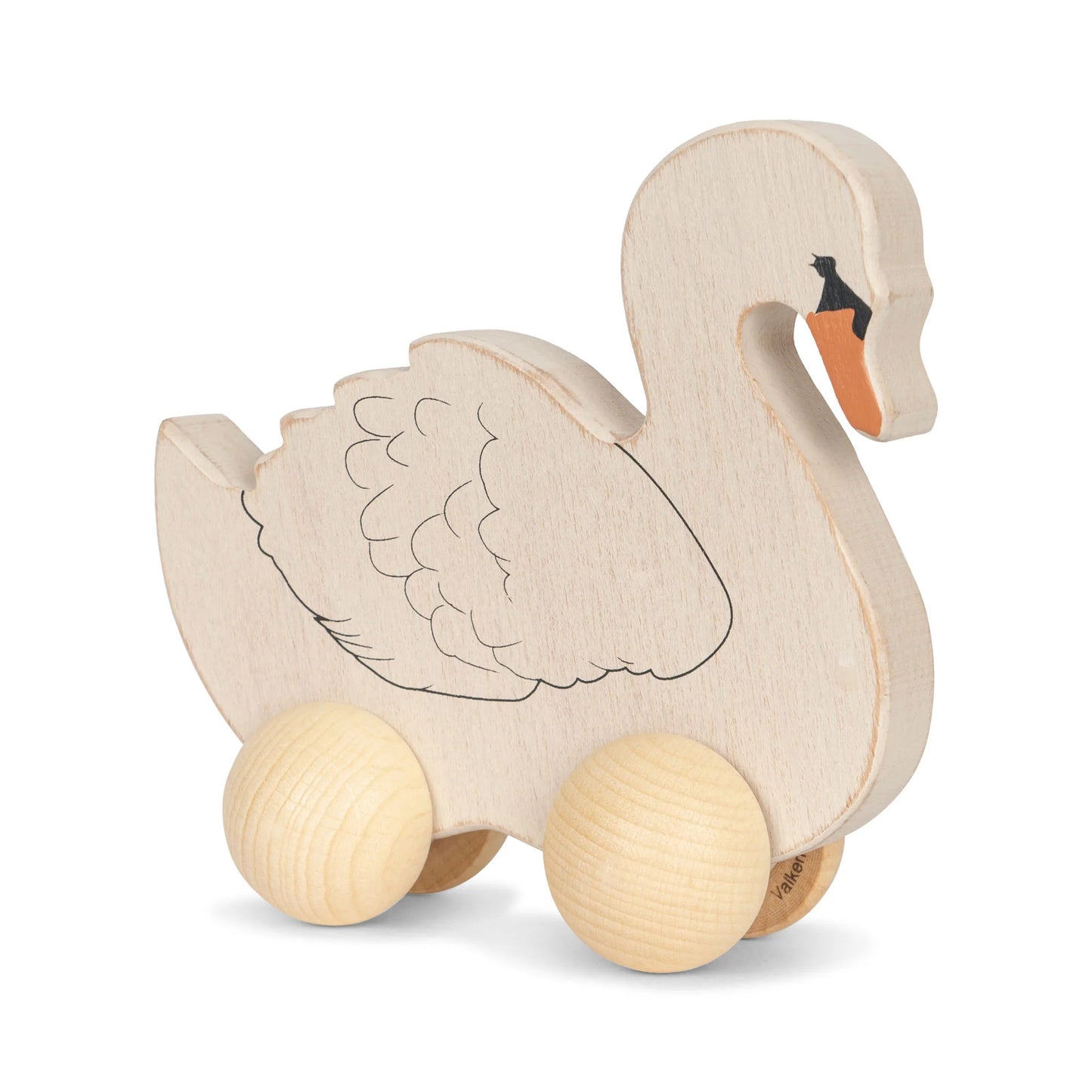 wooden rolling swan