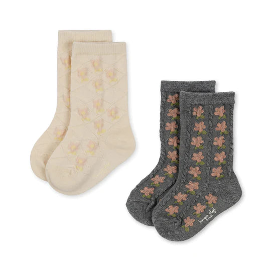 2 pack pointelle socks - flower