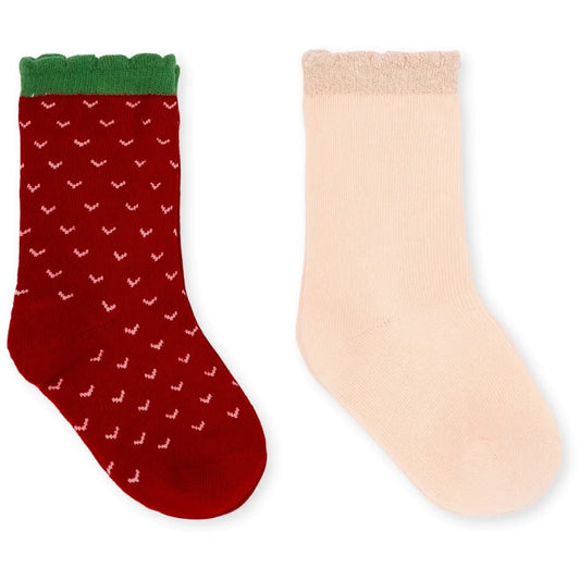 2 pack jacquard socks | strawberry
