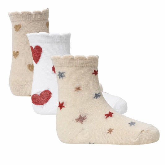 3 pack jacquard socks | heart + star