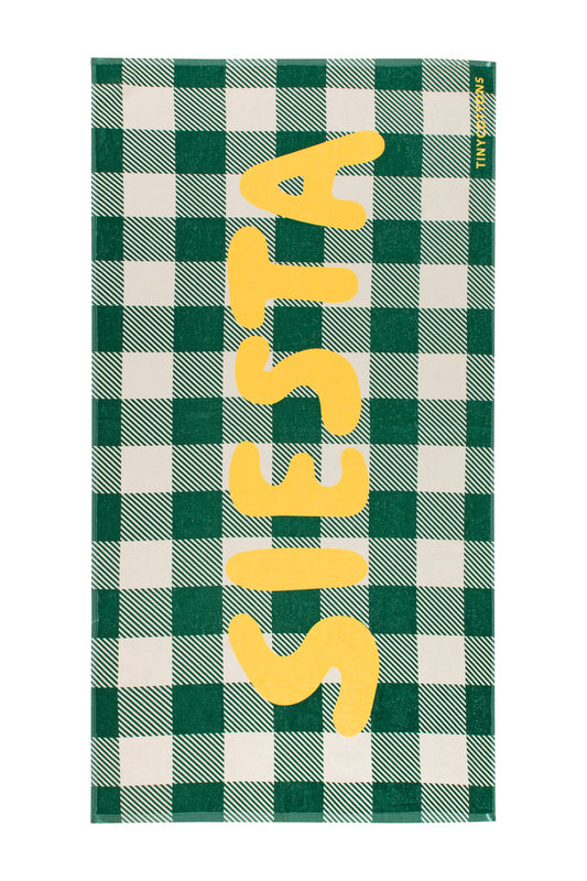 siesta towel | light cream + pine green