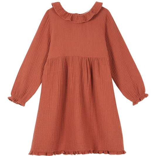 red double cotton gauze dress