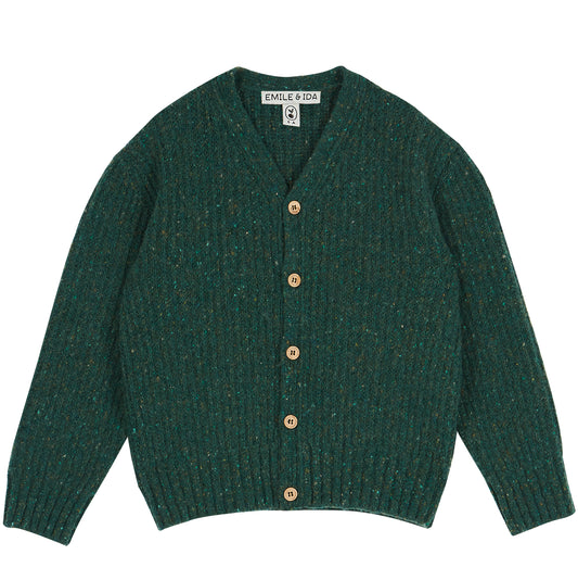 recycled wool green cardigan