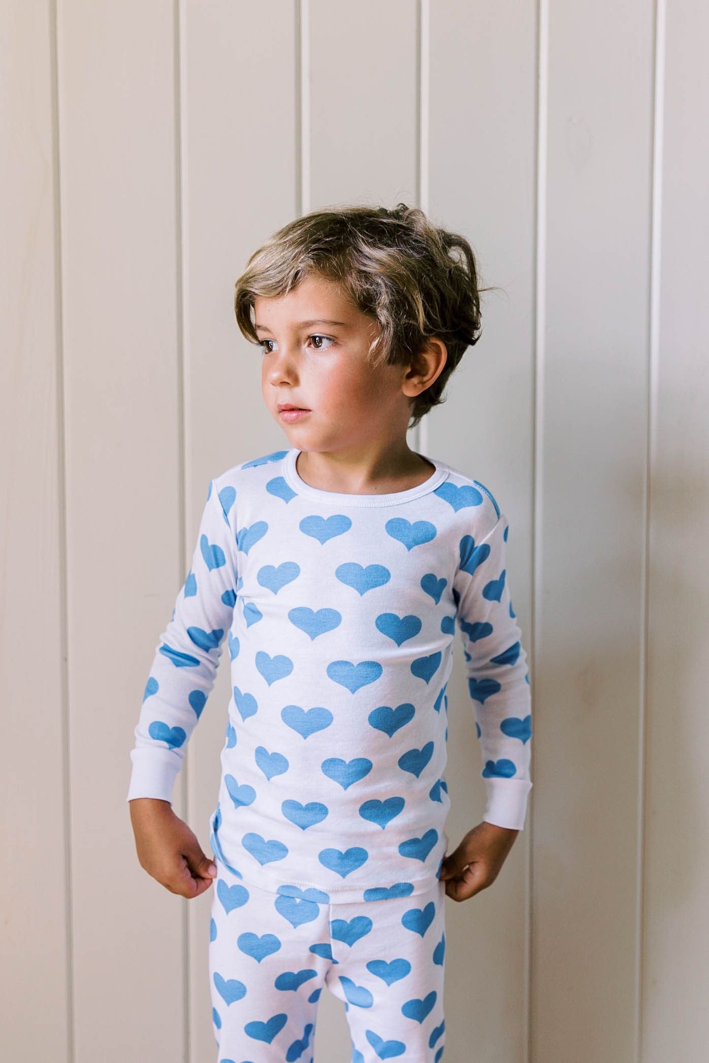long pajama set | blue hearts