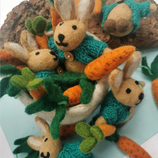 felt bunny in cardigan