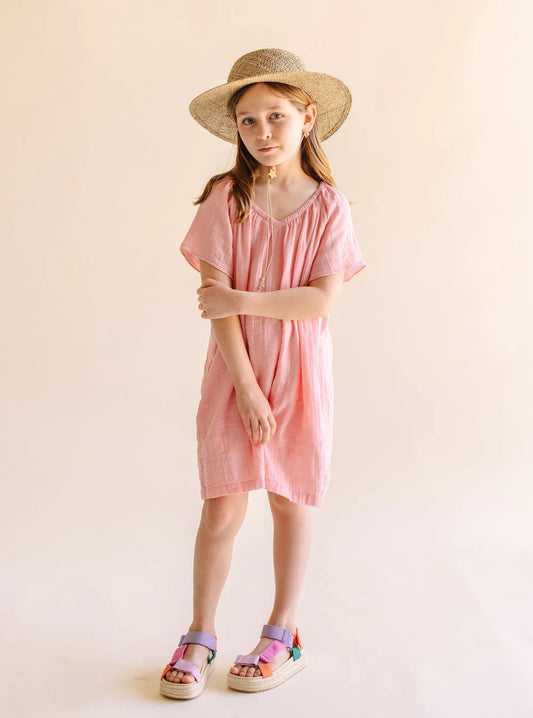 girls mae cotton gauze house dress | bubblegum