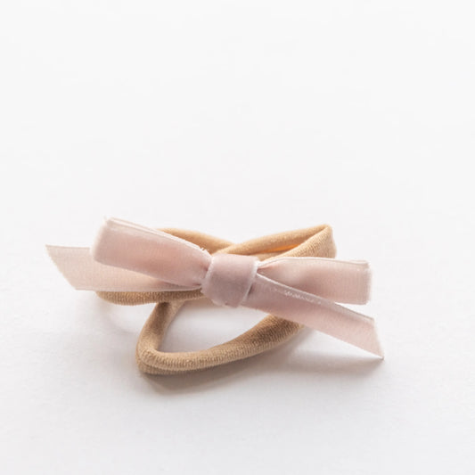 velvet bow headband | baby pink