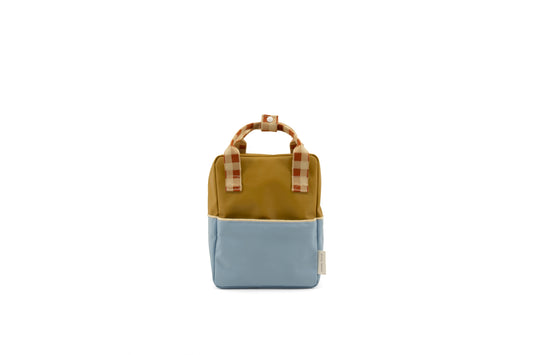 small backpack | blue berry + willow brown + pear green