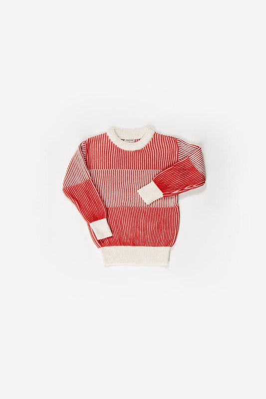 stripe loop sweater | brick red
