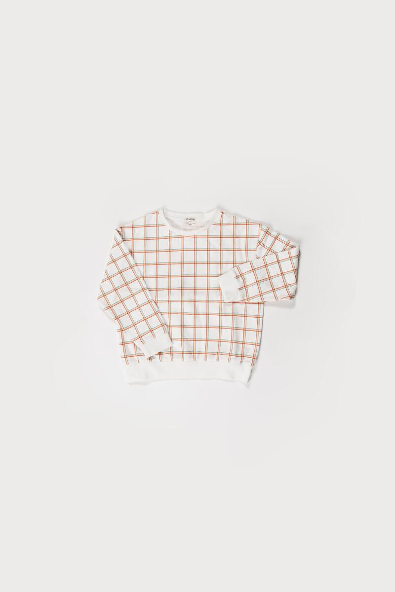 terry sweater | grid print